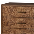 Pemberly Row 6 Drawer Wood Dresser with Burl Veneer in Walnut Brown Finish