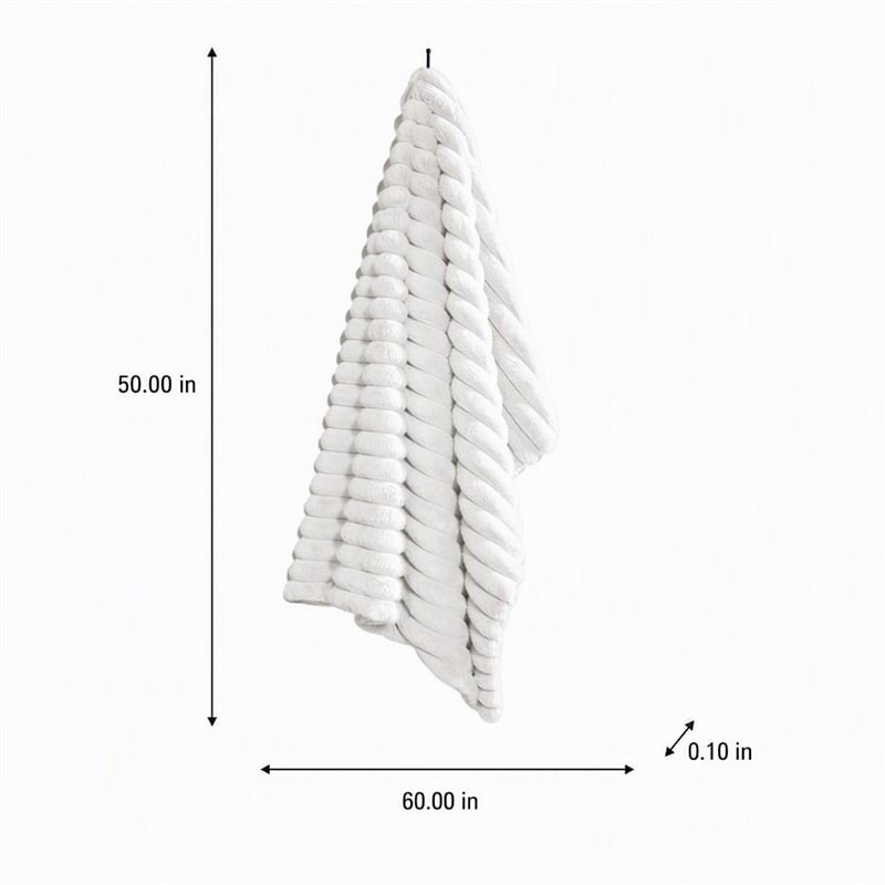 Pemberly Row Ultra Soft Faux Fur Throw Blanket in White