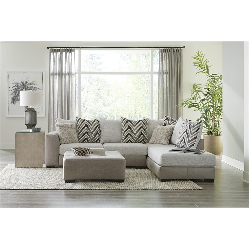 Pemberly Row Ottoman in Zaftig Parchment Gray with Padded Cushioning