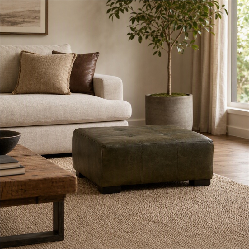 Pemberly Row Ottoman in Zaftig Parchment Gray with Padded Cushioning