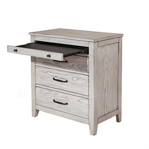 Pemberly Row Wood 3 Drawer Nightstand with Pullout Shelf in Gray