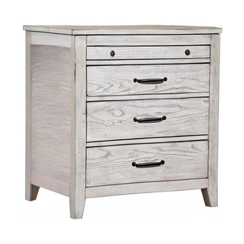 Pemberly Row Wood 3 Drawer Nightstand with Pullout Shelf in Gray