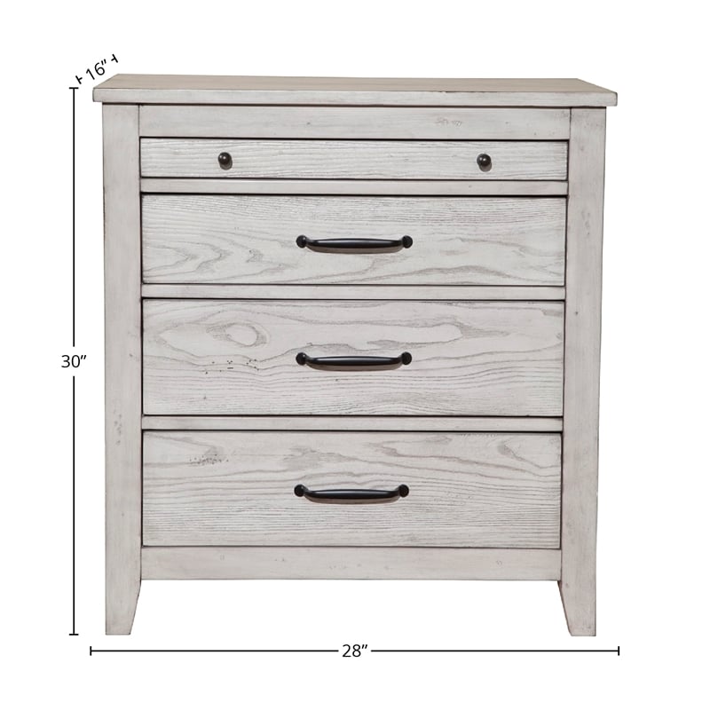 Pemberly Row Wood 3 Drawer Nightstand with Pullout Shelf in Gray