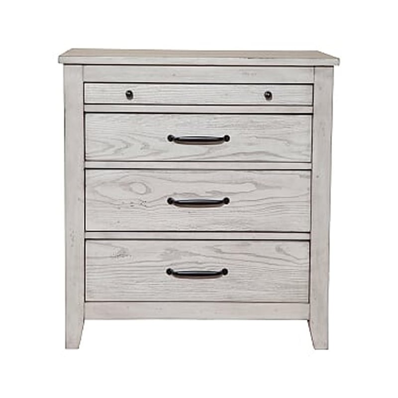 Pemberly Row Wood 3 Drawer Nightstand with Pullout Shelf in Gray