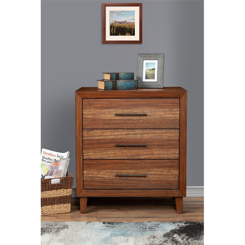 Pemberly Row 3-Drawer Small Mahogany Chest in Toffee Finish
