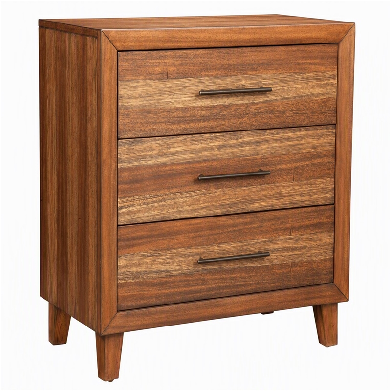 Pemberly Row 3-Drawer Small Mahogany Chest in Toffee Finish