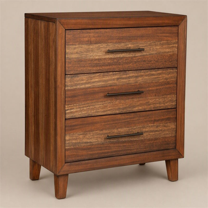 Pemberly Row 3-Drawer Small Mahogany Chest in Toffee Finish