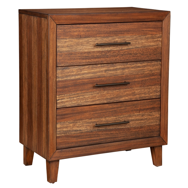 Pemberly Row 3-Drawer Small Mahogany Chest in Toffee Finish