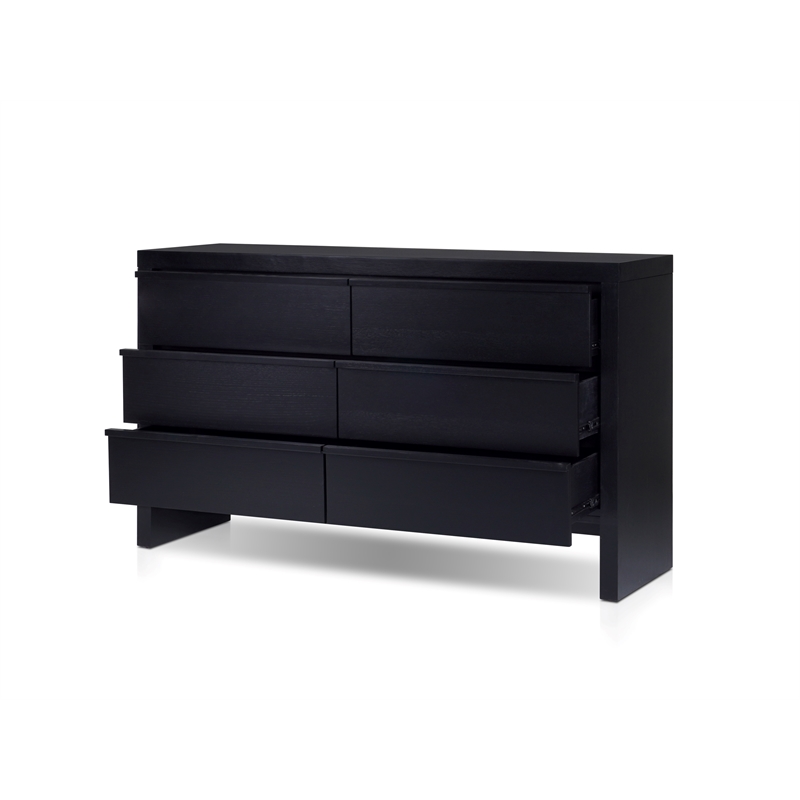 Pemberly Row 6 Drawer Dresser in Black Oak with Soft-Close Drawers