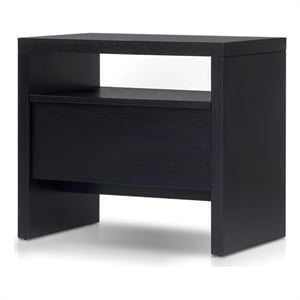 Pemberly Row Nightstand 1 Drawer Mahogany and Oak Veneer Black Finish