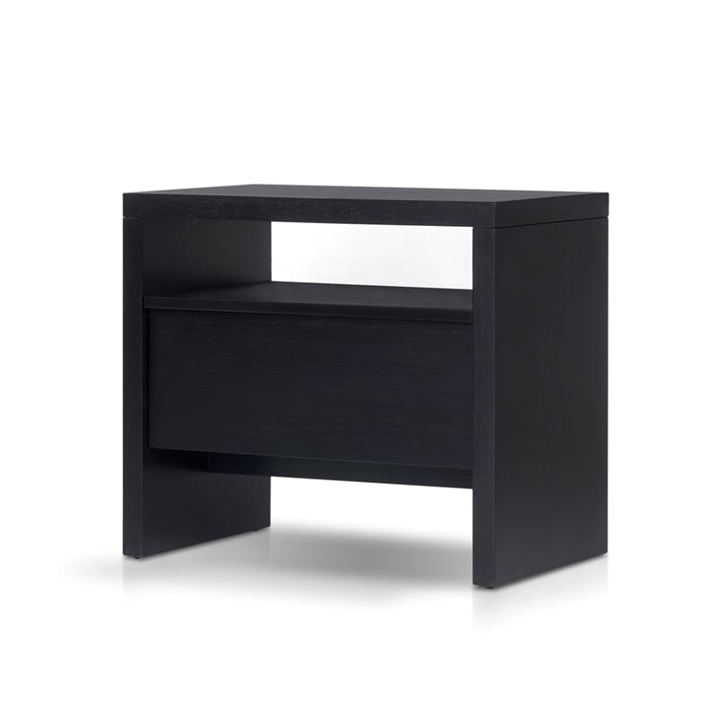 Pemberly Row Nightstand 1 Drawer Mahogany and Oak Veneer Black Finish