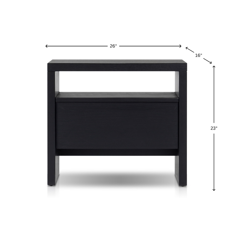 Pemberly Row Nightstand 1 Drawer Mahogany and Oak Veneer Black Finish