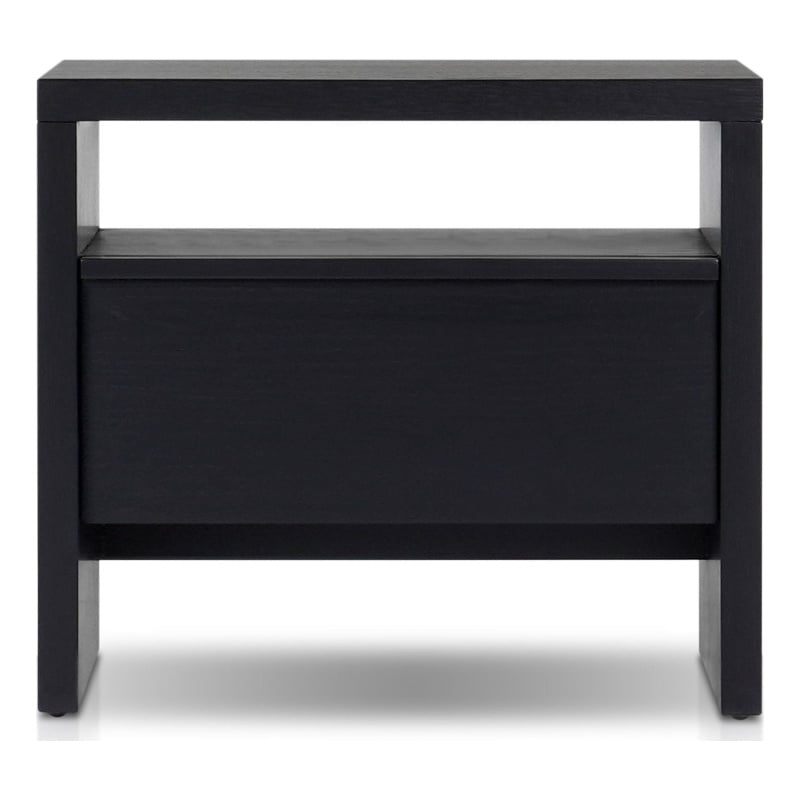Pemberly Row Nightstand 1 Drawer Mahogany and Oak Veneer Black Finish