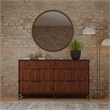 Pemberly Row 6 Drawer Dresser Pine Wood Bronze Metal Base Antique Brown