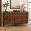 Pemberly Row 6 Drawer Dresser Pine Wood Bronze Metal Base Antique Brown