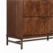 Pemberly Row 6 Drawer Dresser Pine Wood Bronze Metal Base Antique Brown