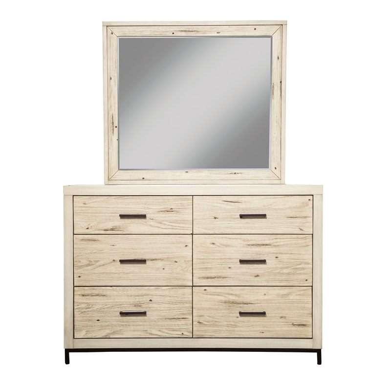 Pemberly Row Distressed White Mahogany Wall Mirror