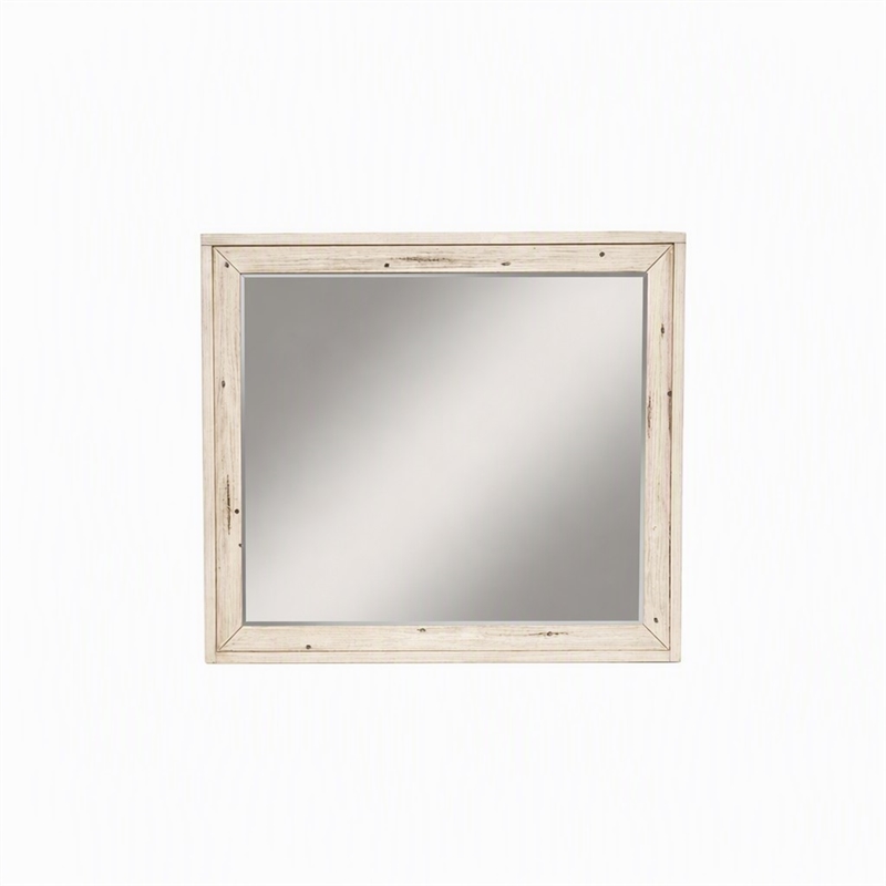 Pemberly Row Distressed White Mahogany Wall Mirror