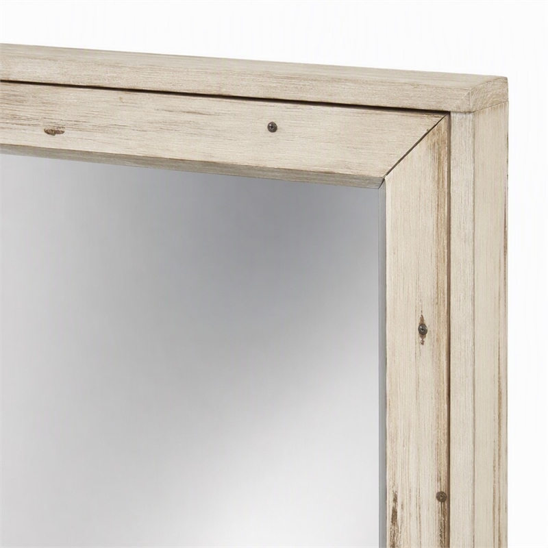 Pemberly Row Distressed White Mahogany Wall Mirror