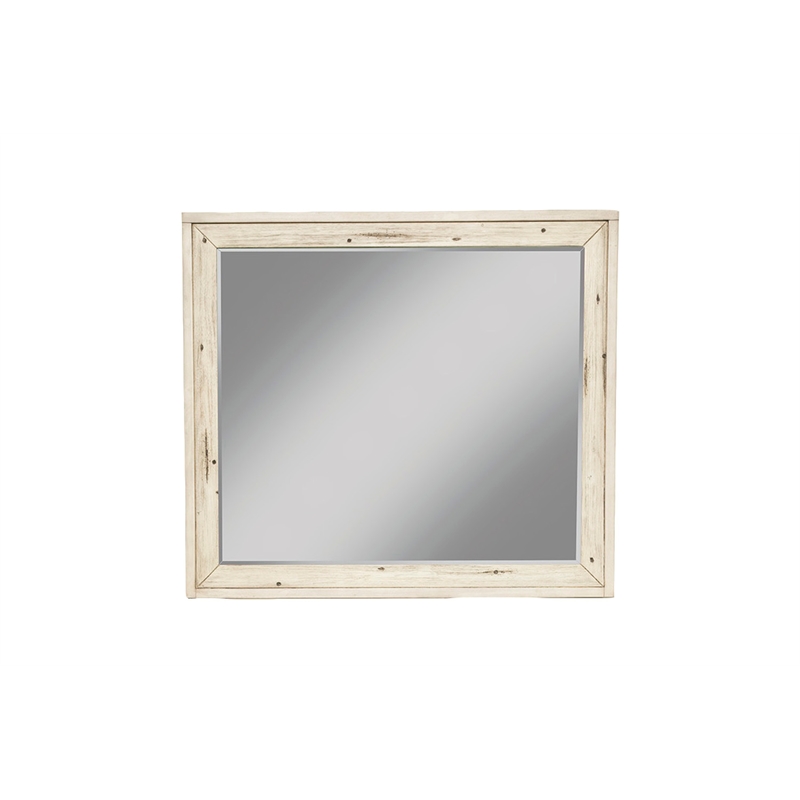 Pemberly Row Distressed White Mahogany Wall Mirror
