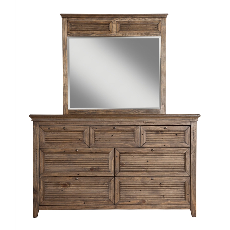 Pemberly Row Wood Mirror in Aged Pine Brown