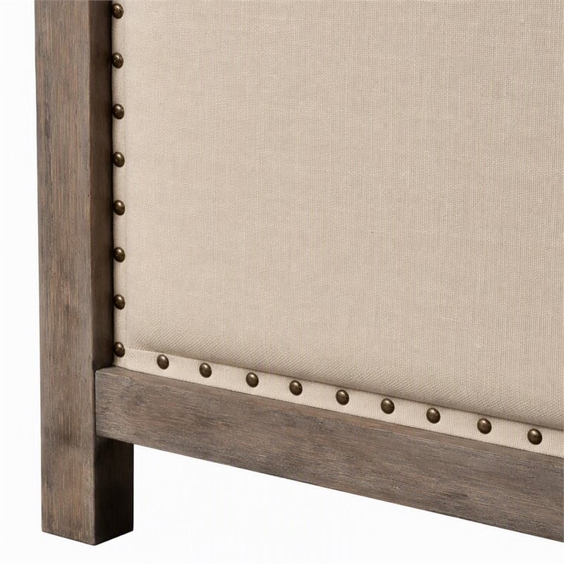 Pemberly Row King Size Wood Bed in Natural Gray