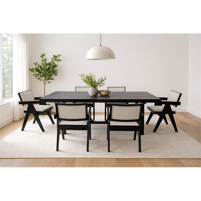 Pemberly Row Set of 2 Side Dining Chairs in Black with Upholstery