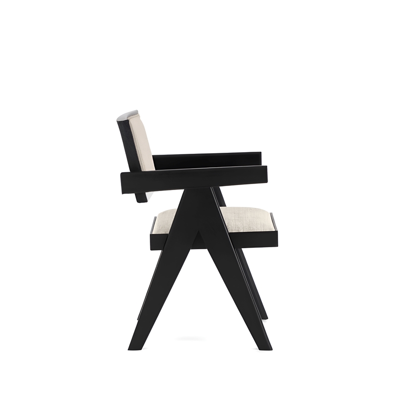 Pemberly Row Set of 2 Side Dining Chairs in Black with Upholstery