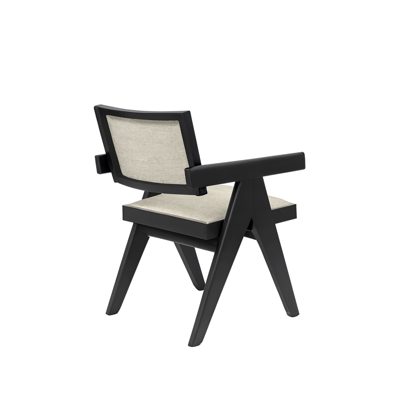 Pemberly Row Set of 2 Side Dining Chairs in Black with Upholstery