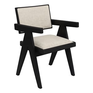 Pemberly Row Set of 2 Side Dining Chairs in Black with Upholstery