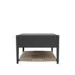 Pemberly Row Coffee Table with Woven Shelf in Charcoal Gray Rubberwood