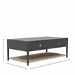 Pemberly Row Coffee Table with Woven Shelf in Charcoal Gray Rubberwood