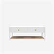 Pemberly Row Coffee Table with Woven Shelf in Coconut Milk Rubberwood