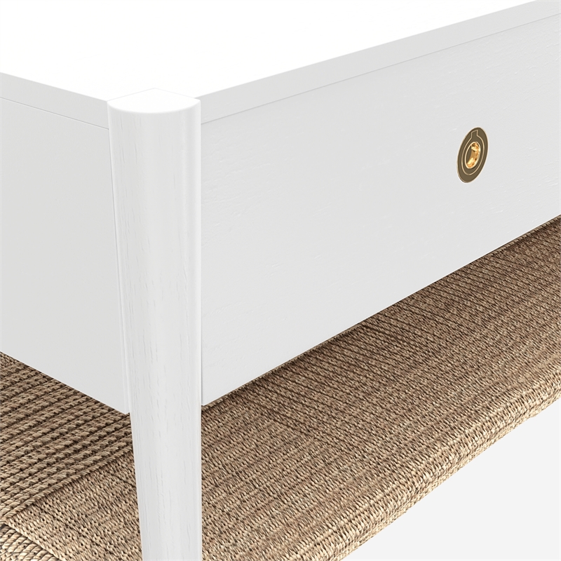 Pemberly Row Coffee Table with Woven Shelf in Coconut Milk Rubberwood