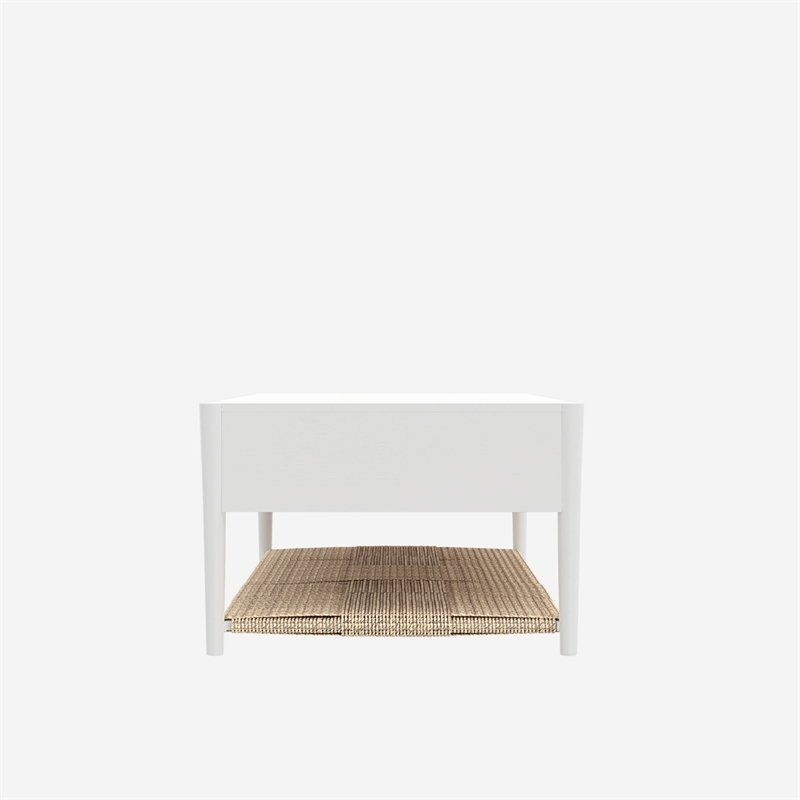 Pemberly Row Coffee Table with Woven Shelf in Coconut Milk Rubberwood