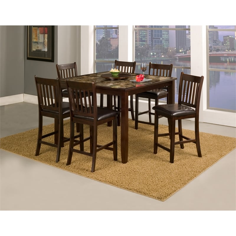 Pemberly Row Large Wood Pub Table in Espresso