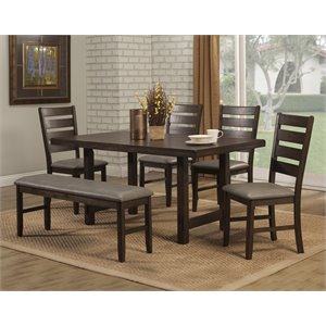 Pemberly Row Wood Dining Table in Distressed Walnut Finish