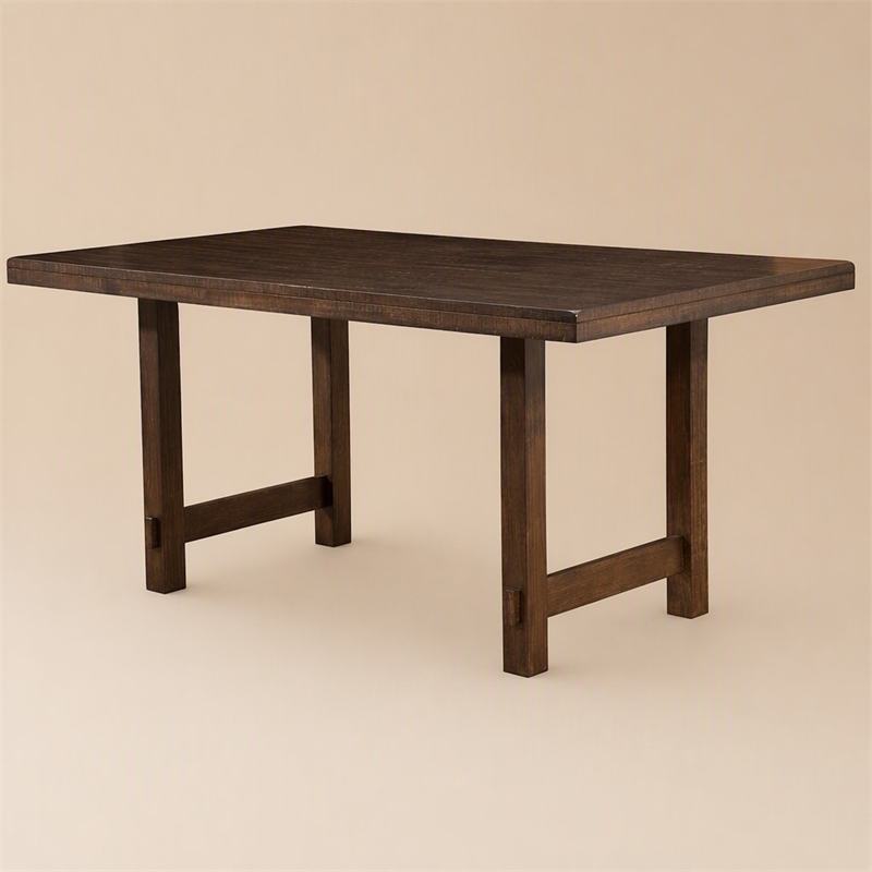 Pemberly Row Wood Dining Table in Distressed Walnut Finish