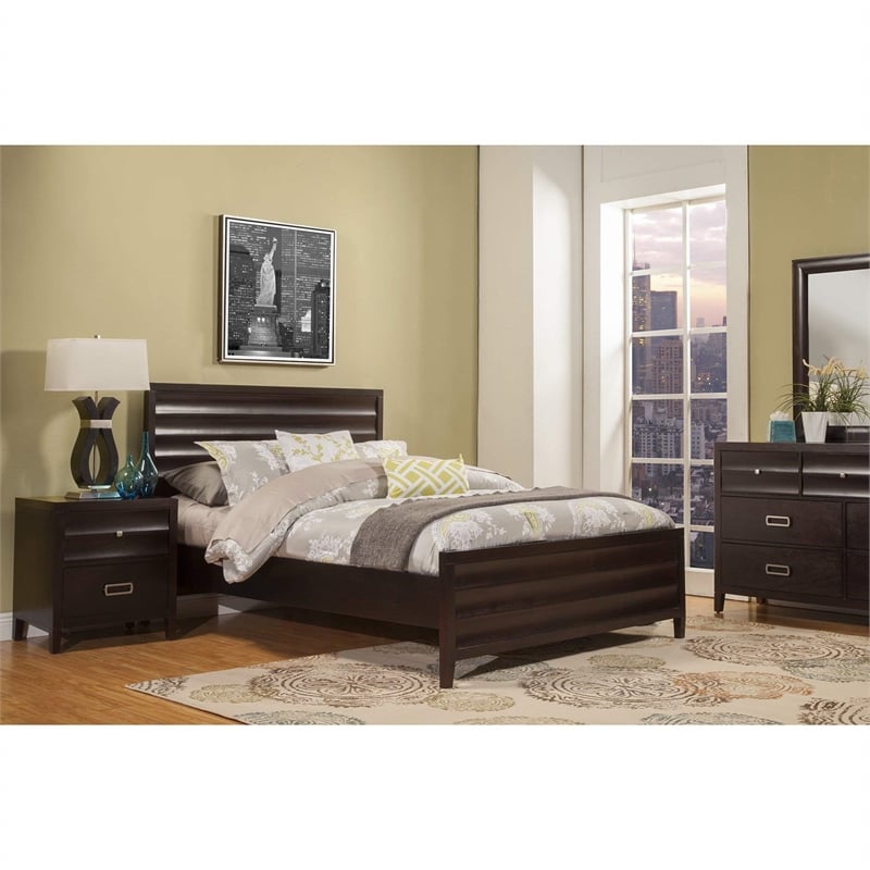 Pemberly Row Queen Panel Bed in Black Cherry Finish with Storage