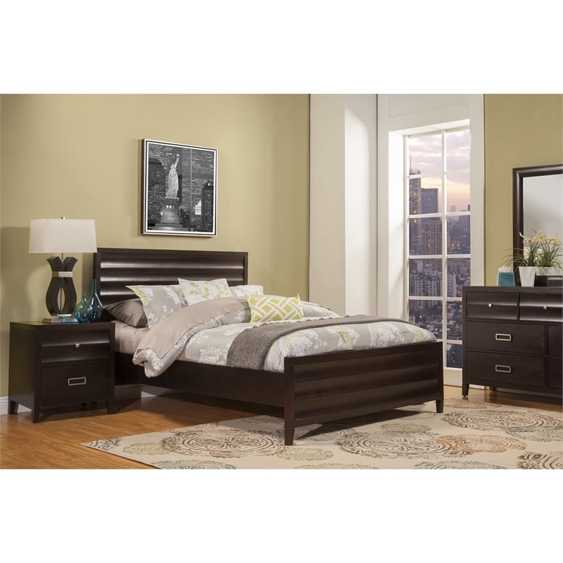 Pemberly Row Queen Panel Bed in Black Cherry Finish with Storage