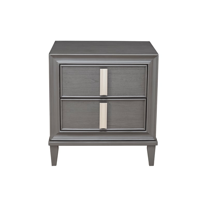 Pemberly Row Wood 2-Drawer Nightstand in Dark Gray with Pine Solids
