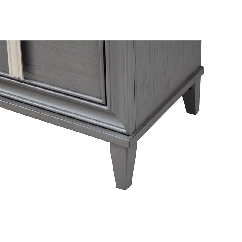 Pemberly Row Wood 2-Drawer Nightstand in Dark Gray with Pine Solids