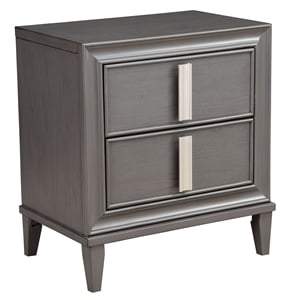Pemberly Row Wood 2-Drawer Nightstand in Dark Gray with Pine Solids