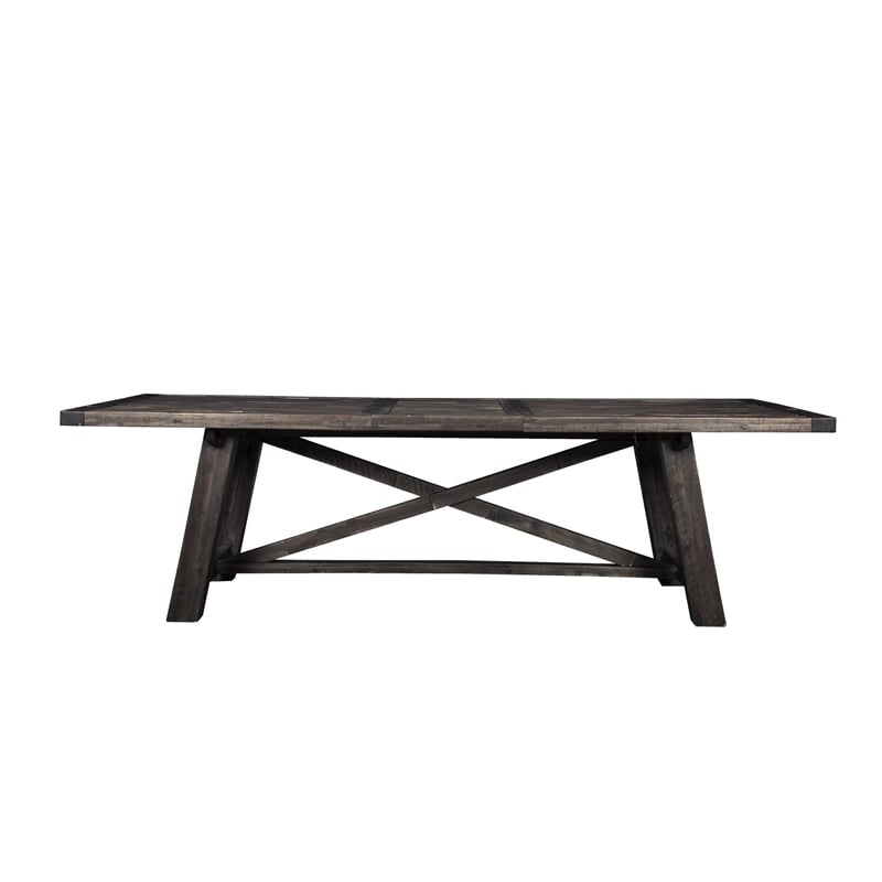 Pemberly Row Wood Extension Dining Table in Salvaged Gray Finish
