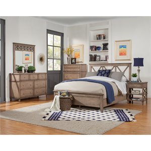 Pemberly Row Wood Bedroom Mirror in French Truffle Finish