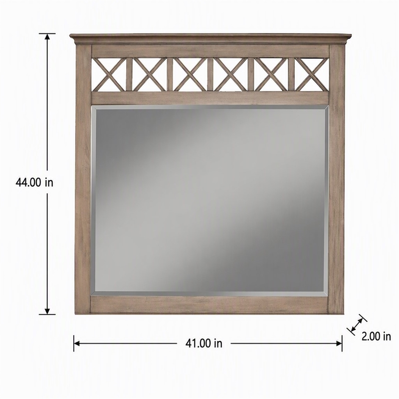 Pemberly Row Wood Bedroom Mirror in French Truffle Finish