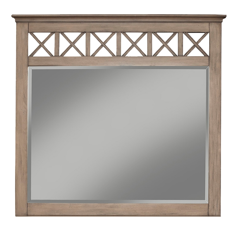 Pemberly Row Wood Bedroom Mirror in French Truffle Finish