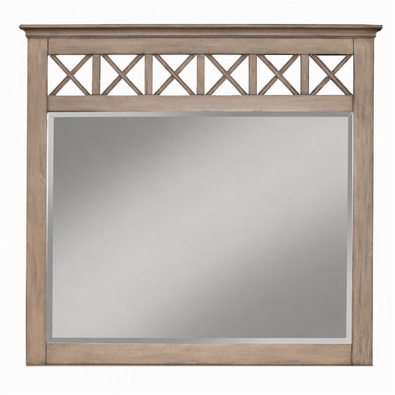 Pemberly Row Wood Bedroom Mirror in French Truffle Finish
