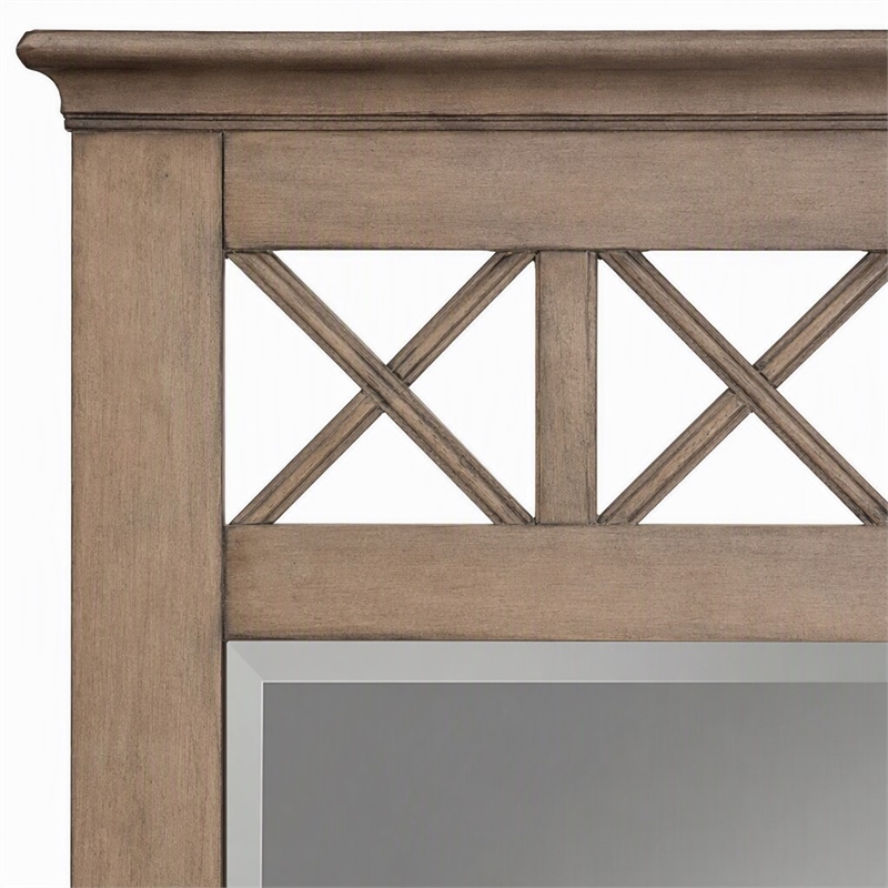 Pemberly Row Wood Bedroom Mirror in French Truffle Finish