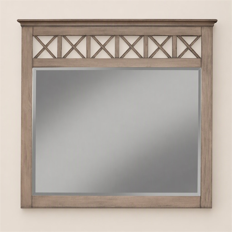 Pemberly Row Wood Bedroom Mirror in French Truffle Finish